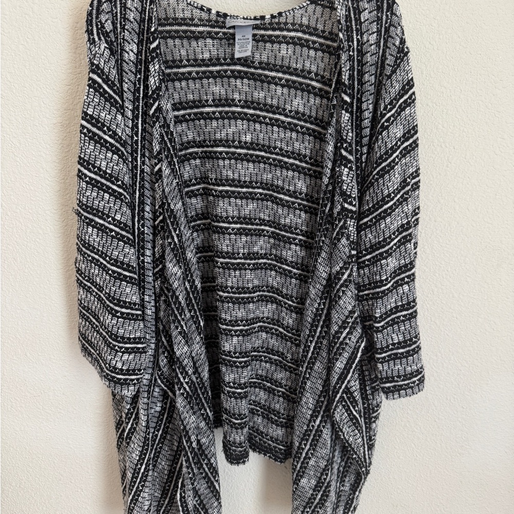 Catherines Black and White Marled Cardigan Sweater